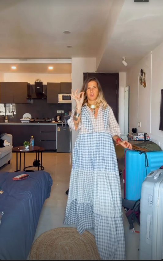 Sutra 4-Check Maxi Dress