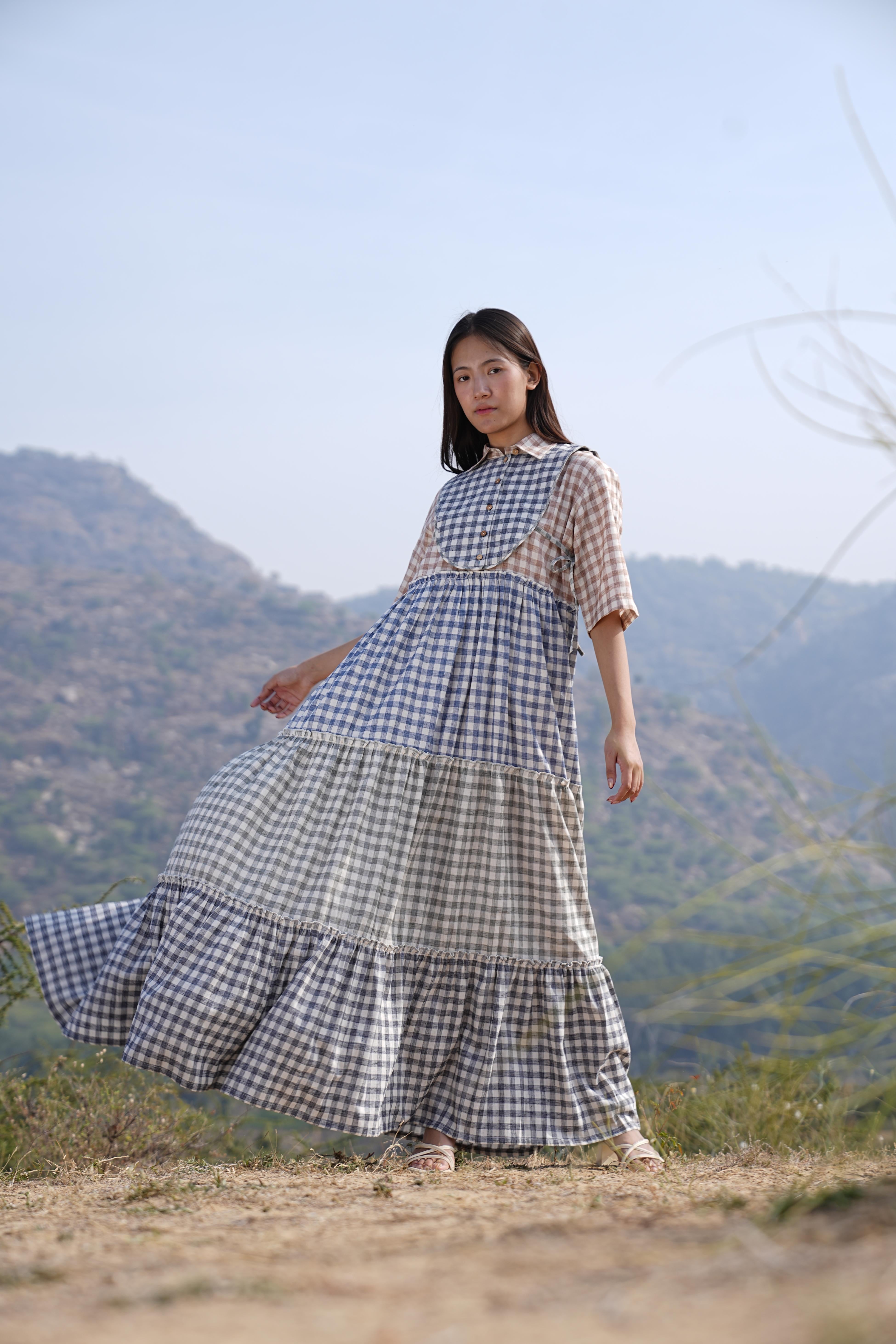 Checked Maxi Dress | Vanshitaaz