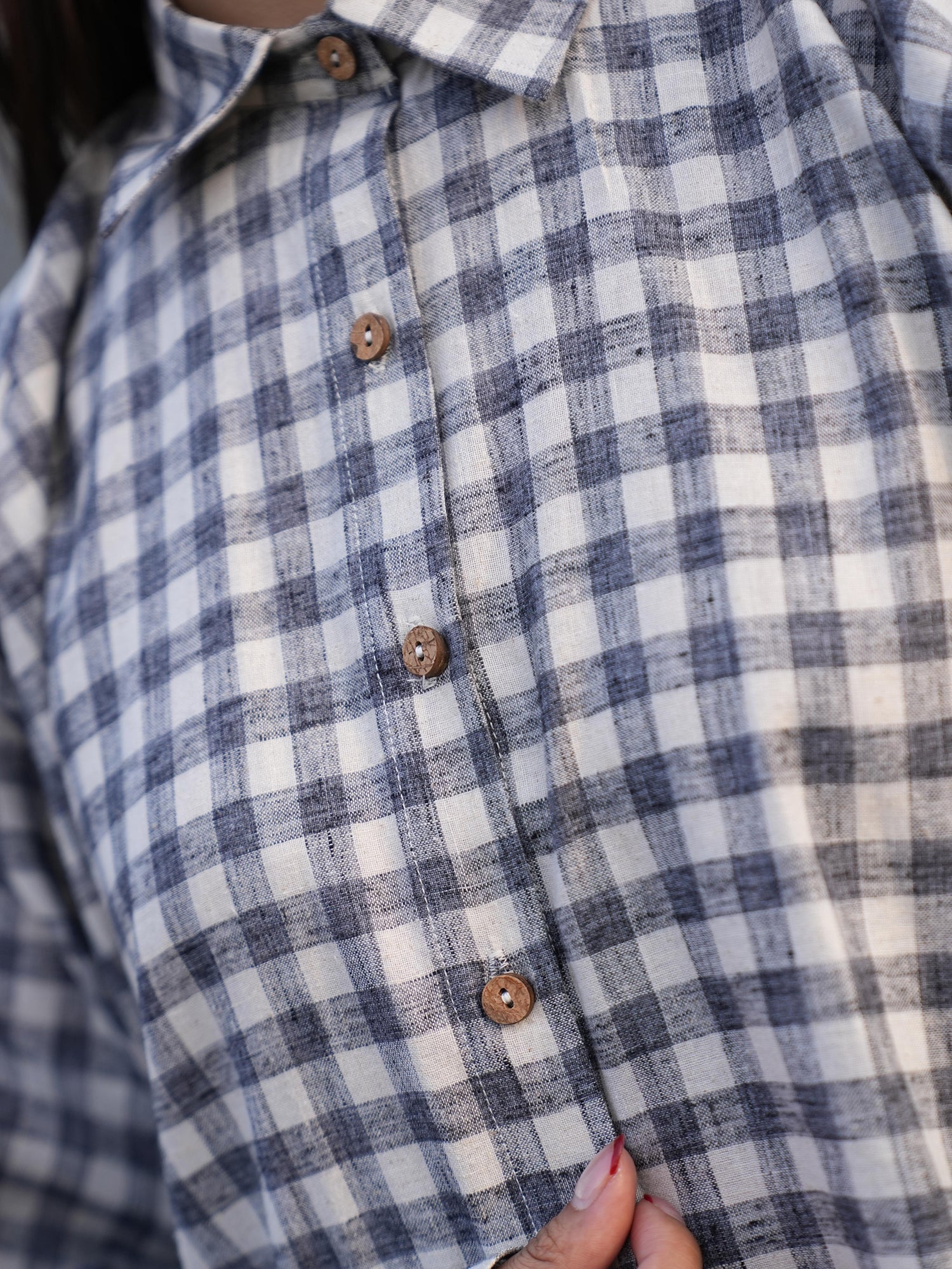 Sutra Balloon Sleeve Check Co-ord styled simply for everyday wear