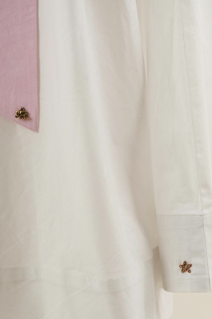Bow Tie Set - White Linen Cotton
