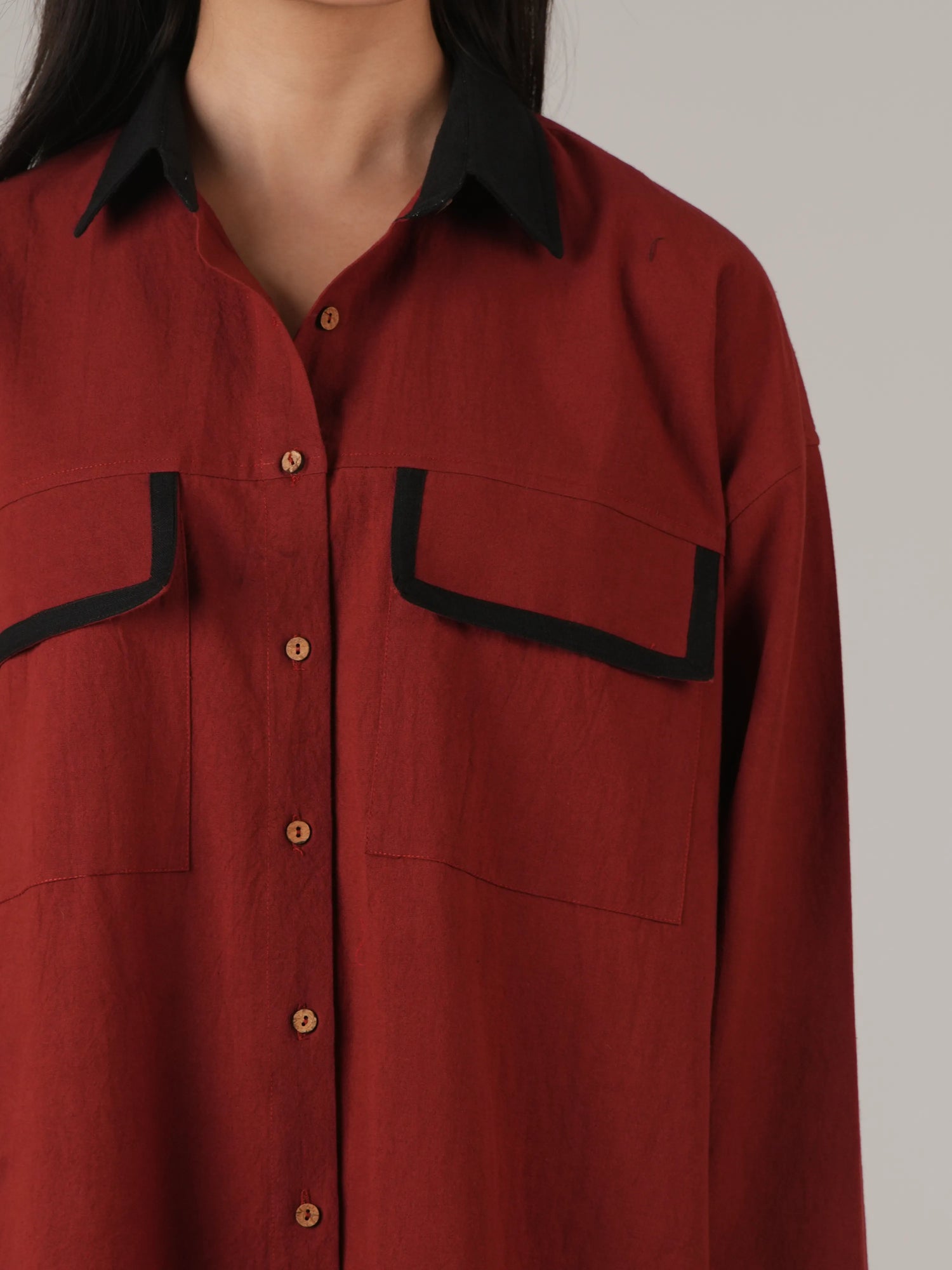 Vanshitaaz Blood Red Anti Fit Cotton Co-ord set with Black Stripes Detailing