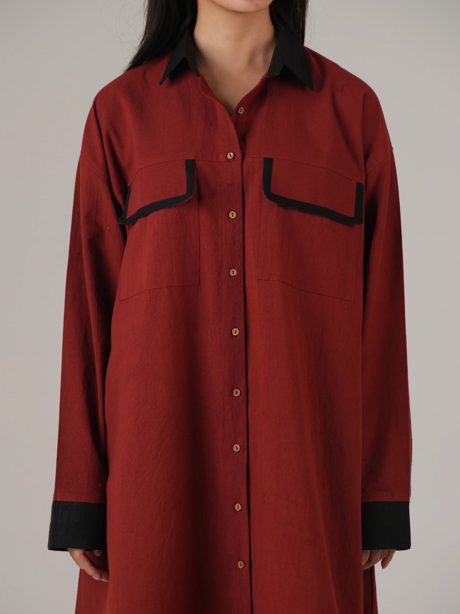 Vanshitaaz Blood Red Anti Fit Cotton Co-ord set with Black Stripes Detailing