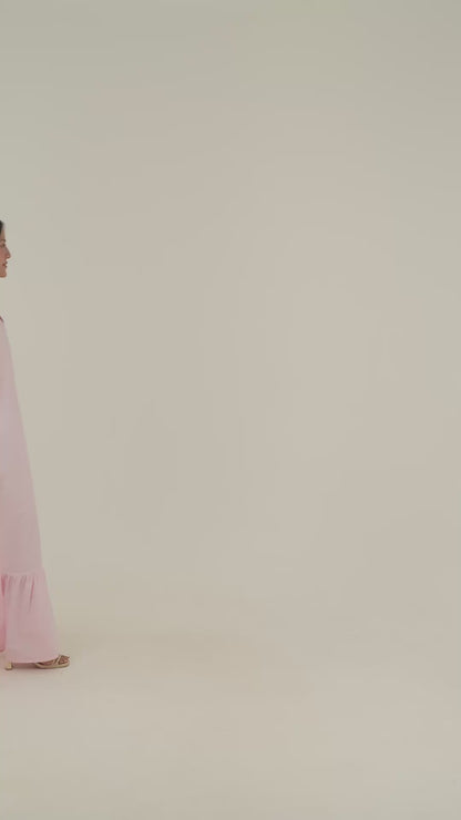 Sleeveless Halter Dress - Pastel Pink Linen