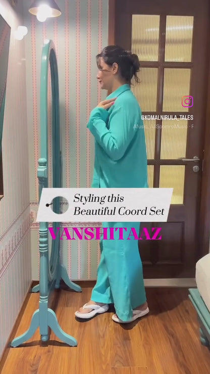 Vanshitaaz Turquoise Crinkled Cotton Co-ord