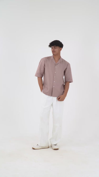 Pintuck Front Oversized Casual Shirt - Dusty Pink