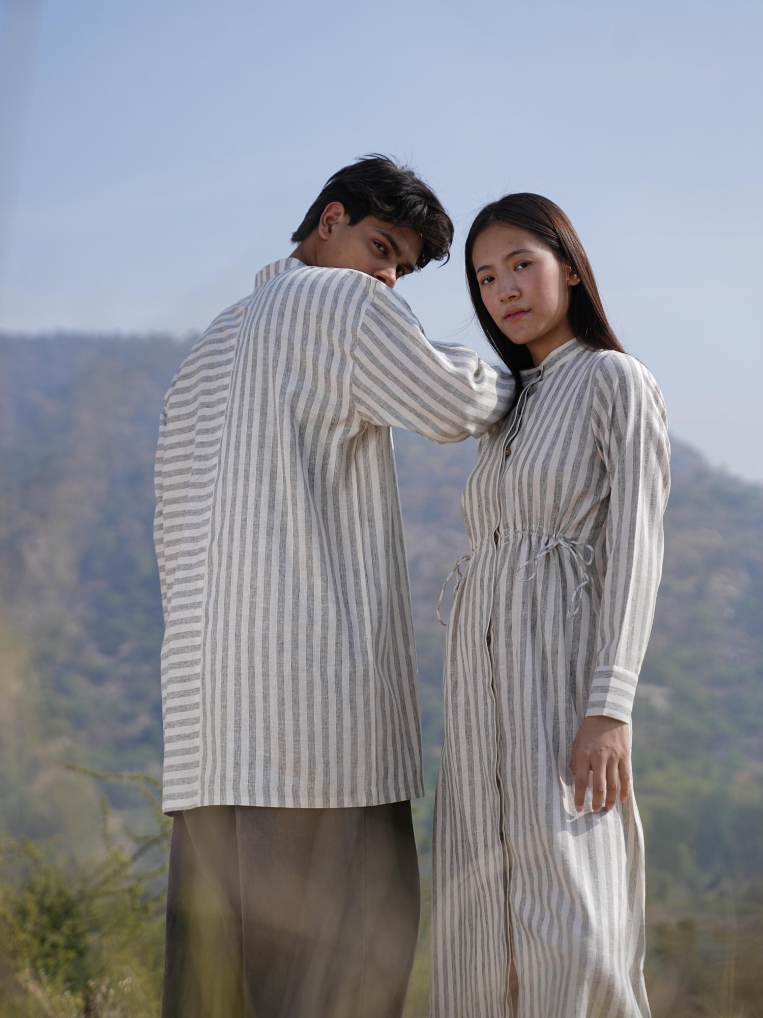 Sutra Olive Stripe Kurta