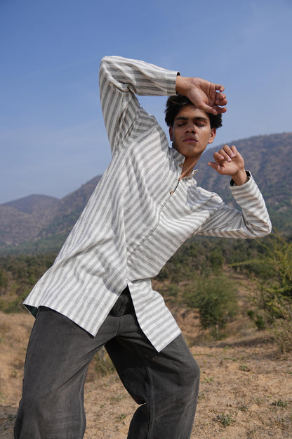 Sutra Olive Stripe Kurta