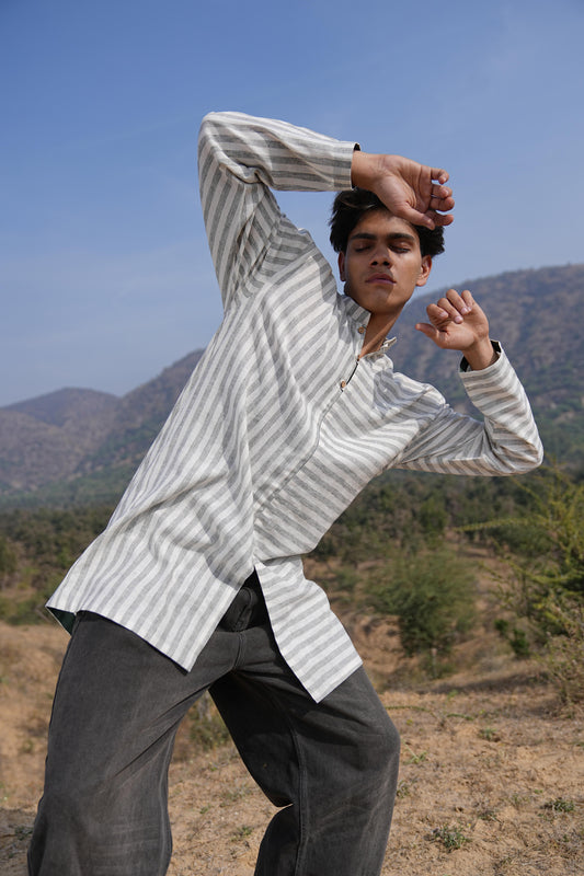 Sutra Olive Stripe Kurta
