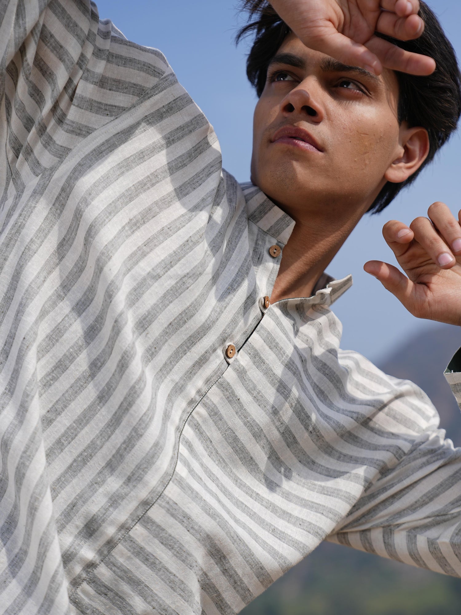 Sutra Olive Stripe Kurta