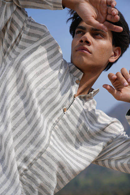 Sutra Olive Stripe Kurta