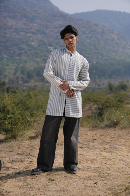 Sutra Olive Stripe Kurta
