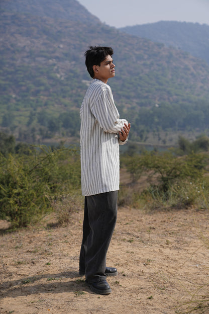 Sutra Olive Stripe Kurta