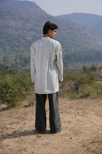 Sutra Olive Stripe Kurta