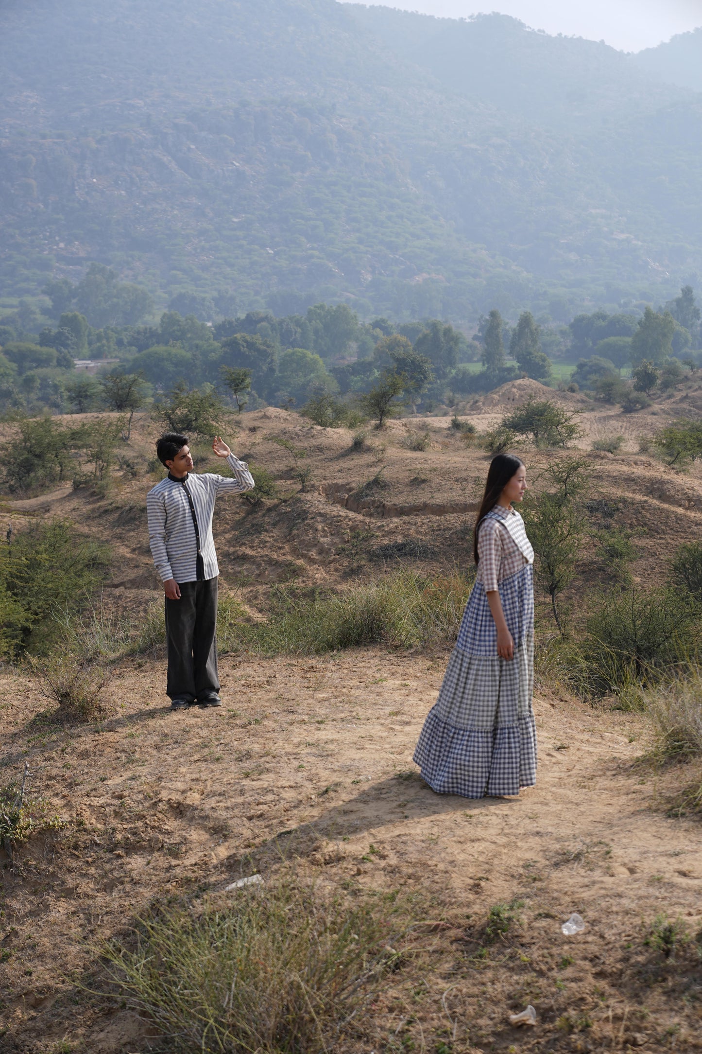 Sutra 4-Check Maxi Dress