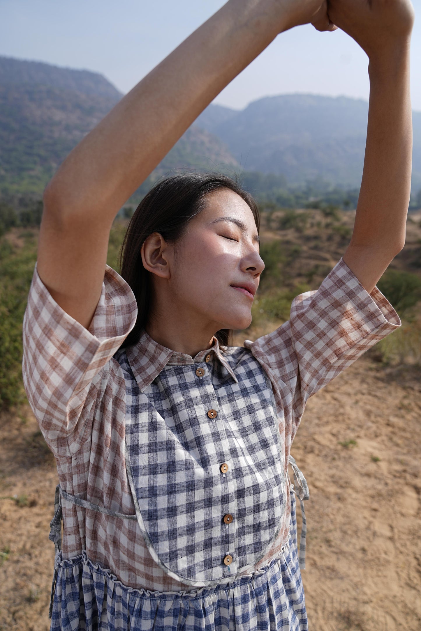 Sutra 4-Check Maxi Dress