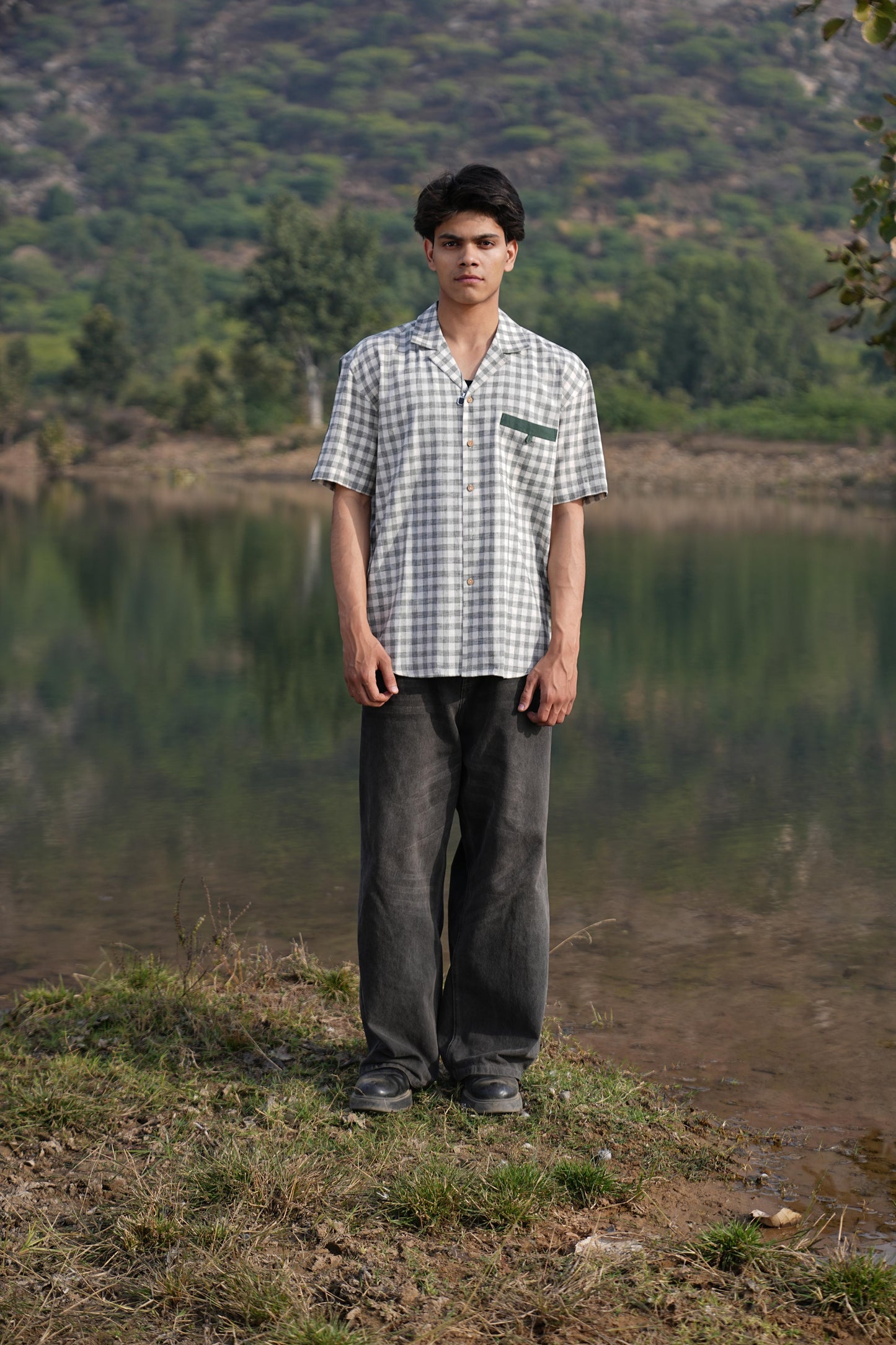 Sutra Camp Collar Check Shirt