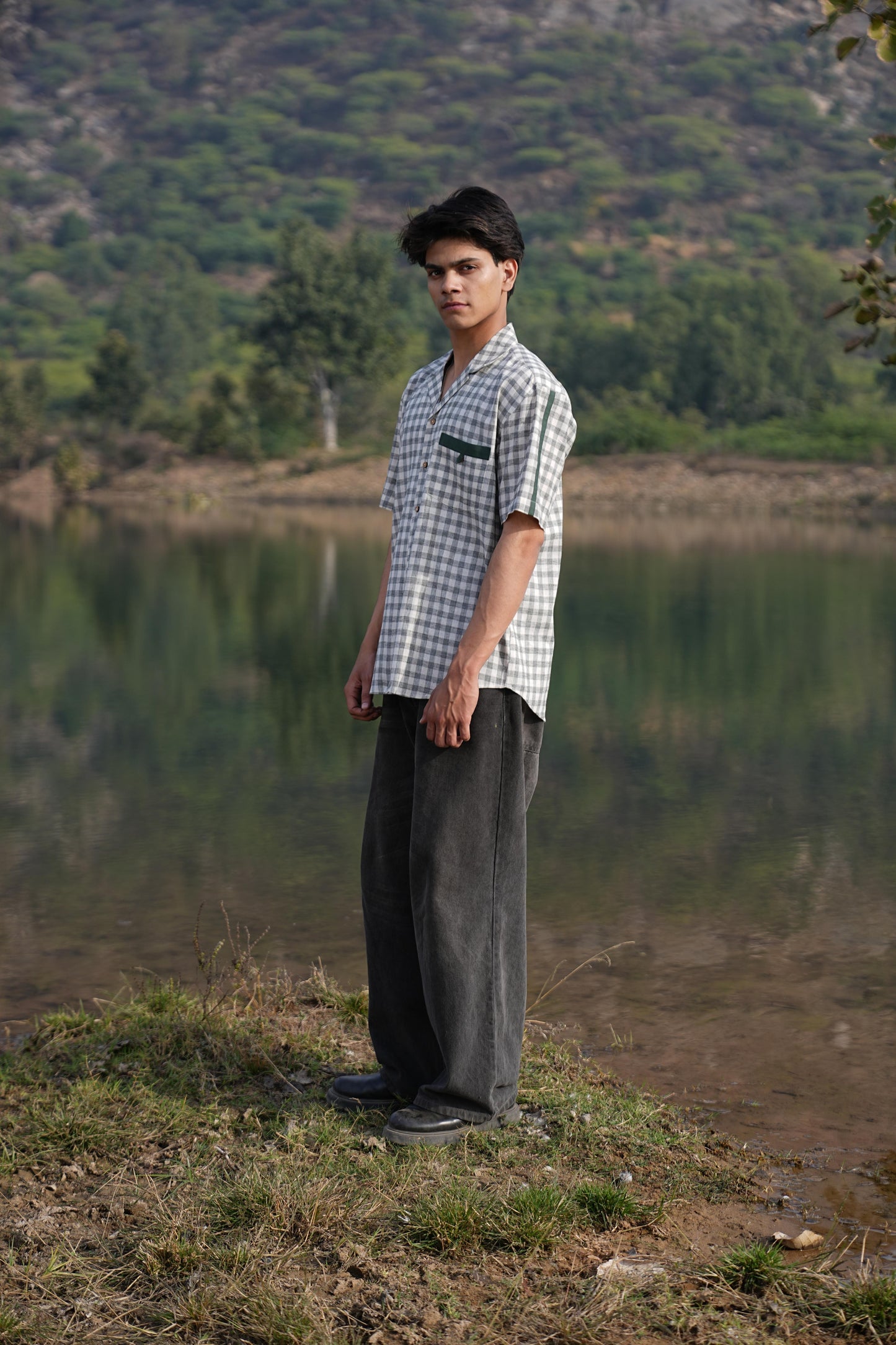 Sutra Camp Collar Check Shirt