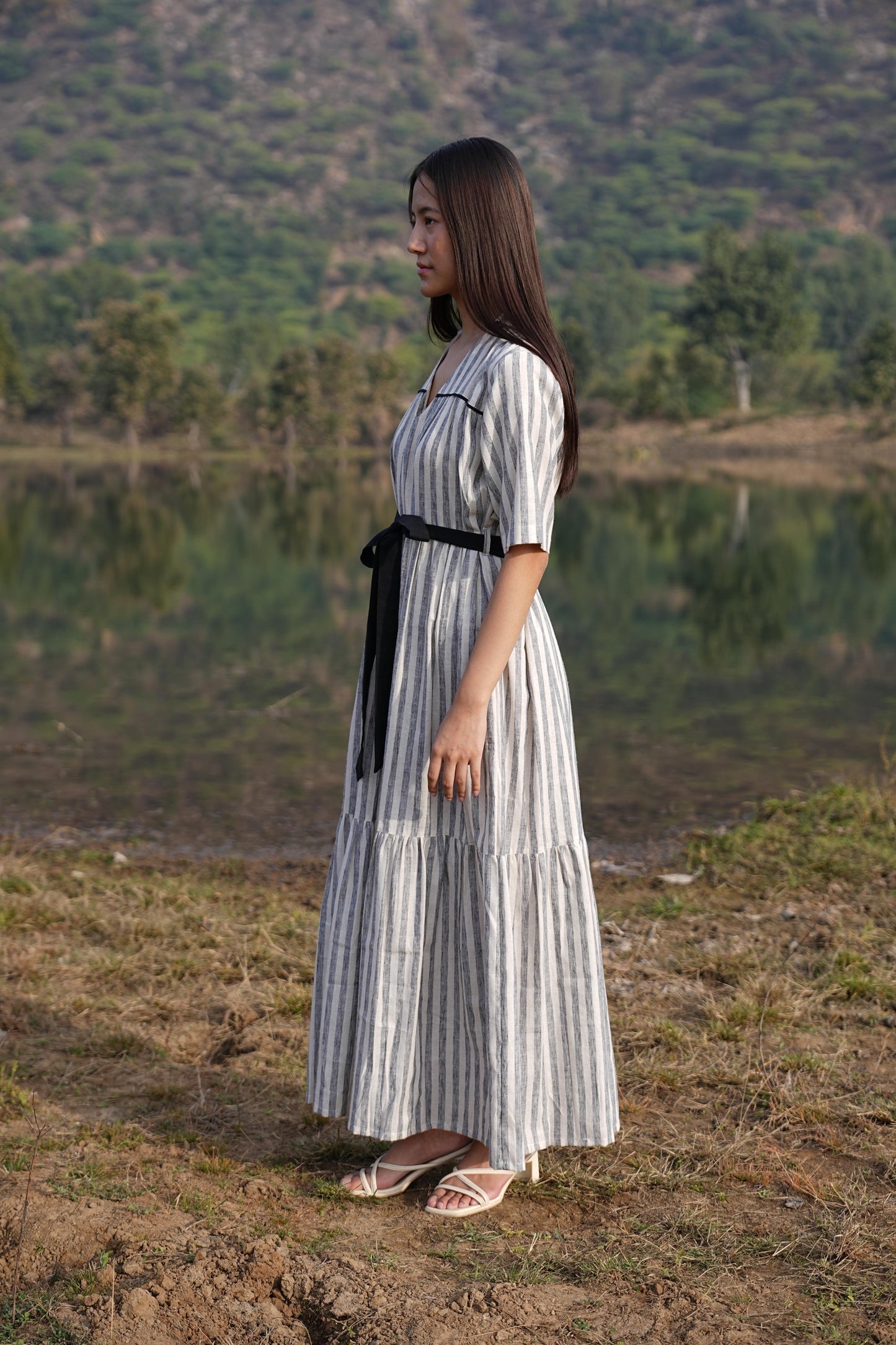 Sutra Midi Stripe Dress