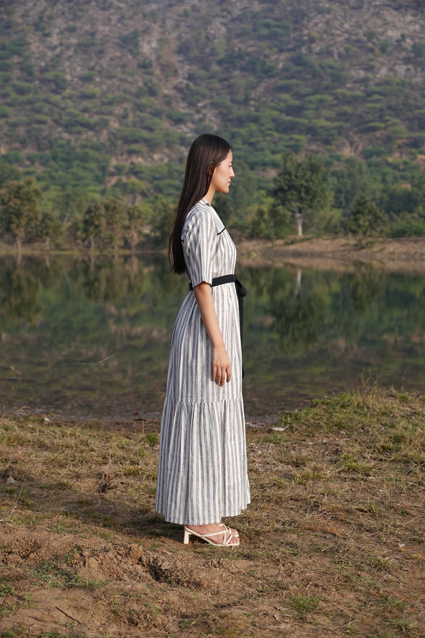 Sutra Midi Stripe Dress