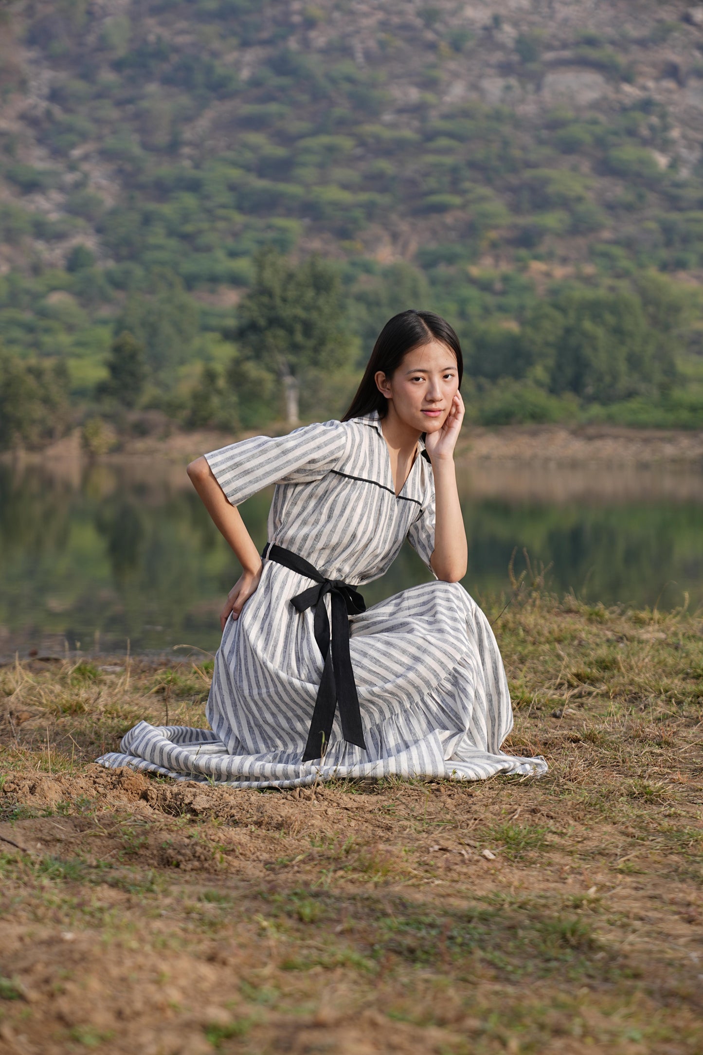 Sutra Midi Stripe Dress