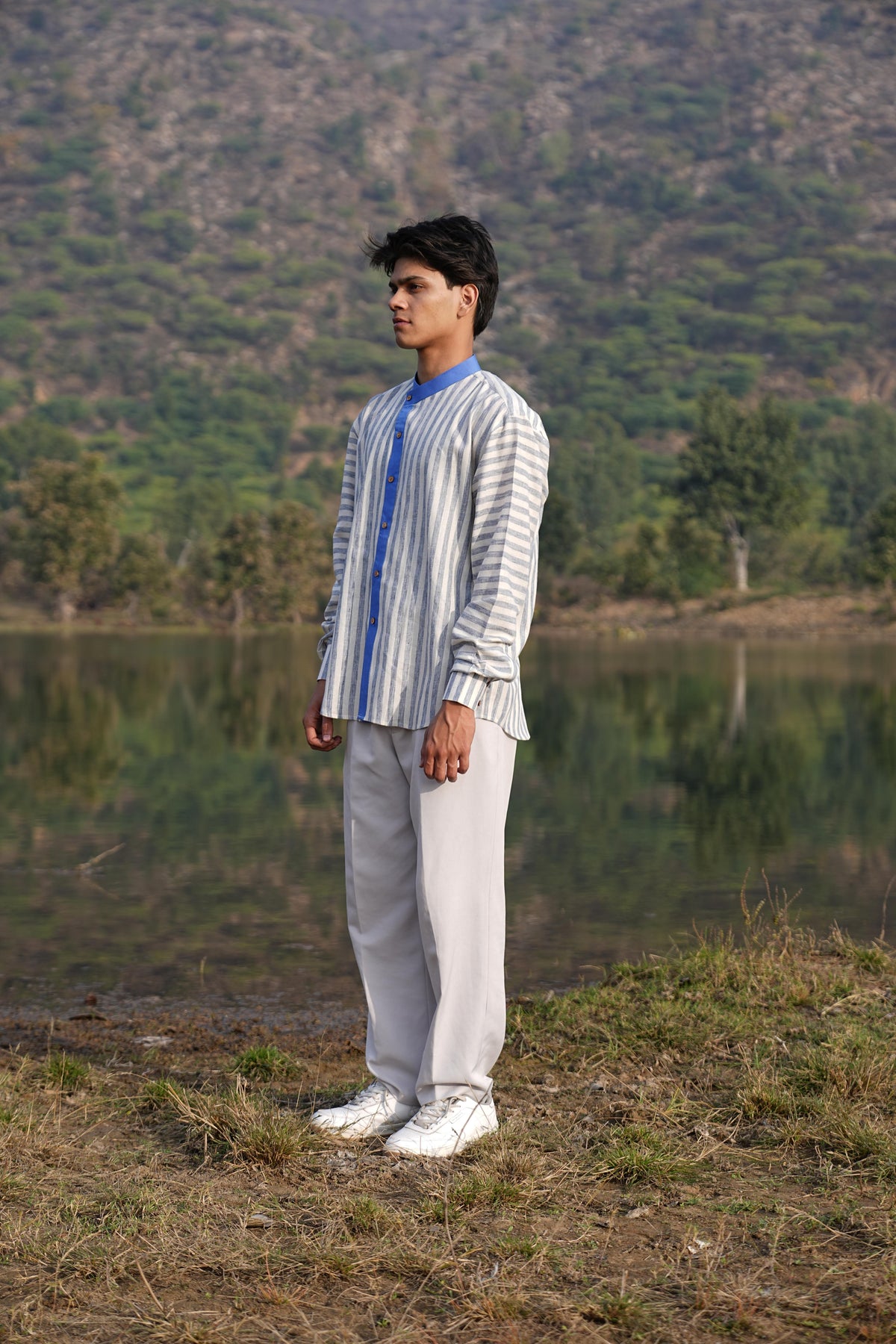Sutra Asymmetric Stripe Shirt