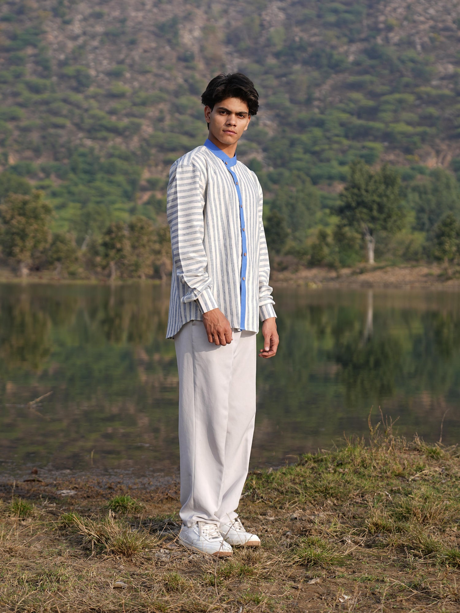 Sutra Asymmetric Stripe Shirt