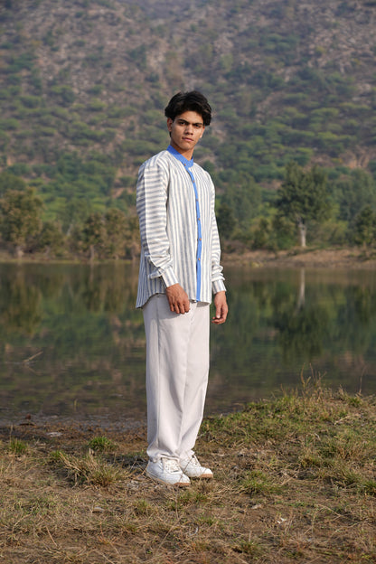 Sutra Asymmetric Stripe Shirt