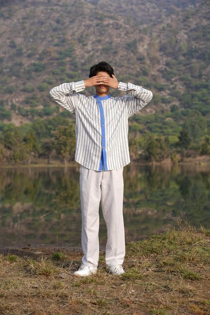 Sutra Asymmetric Stripe Shirt