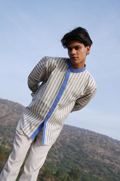 Sutra Asymmetric Stripe Shirt