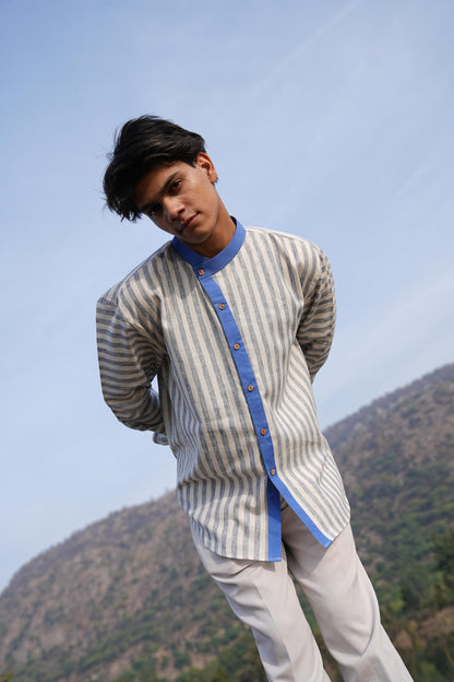 Sutra Asymmetric Stripe Shirt