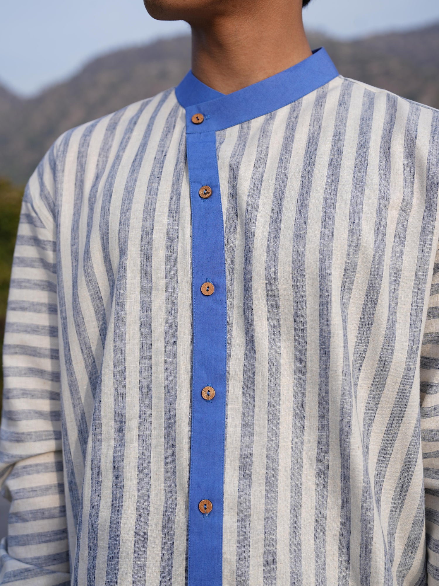Sutra Asymmetric Stripe Shirt