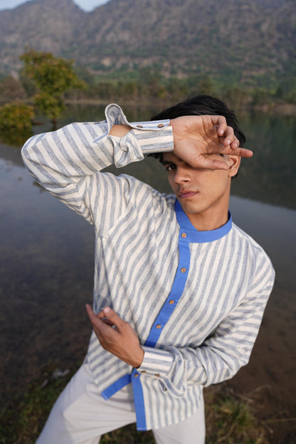 Sutra Asymmetric Stripe Shirt