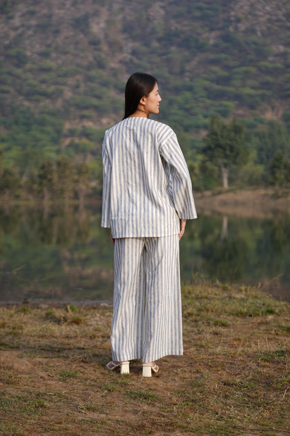 Stripe Co-ord with bow & Asymmetric Shirt Duo