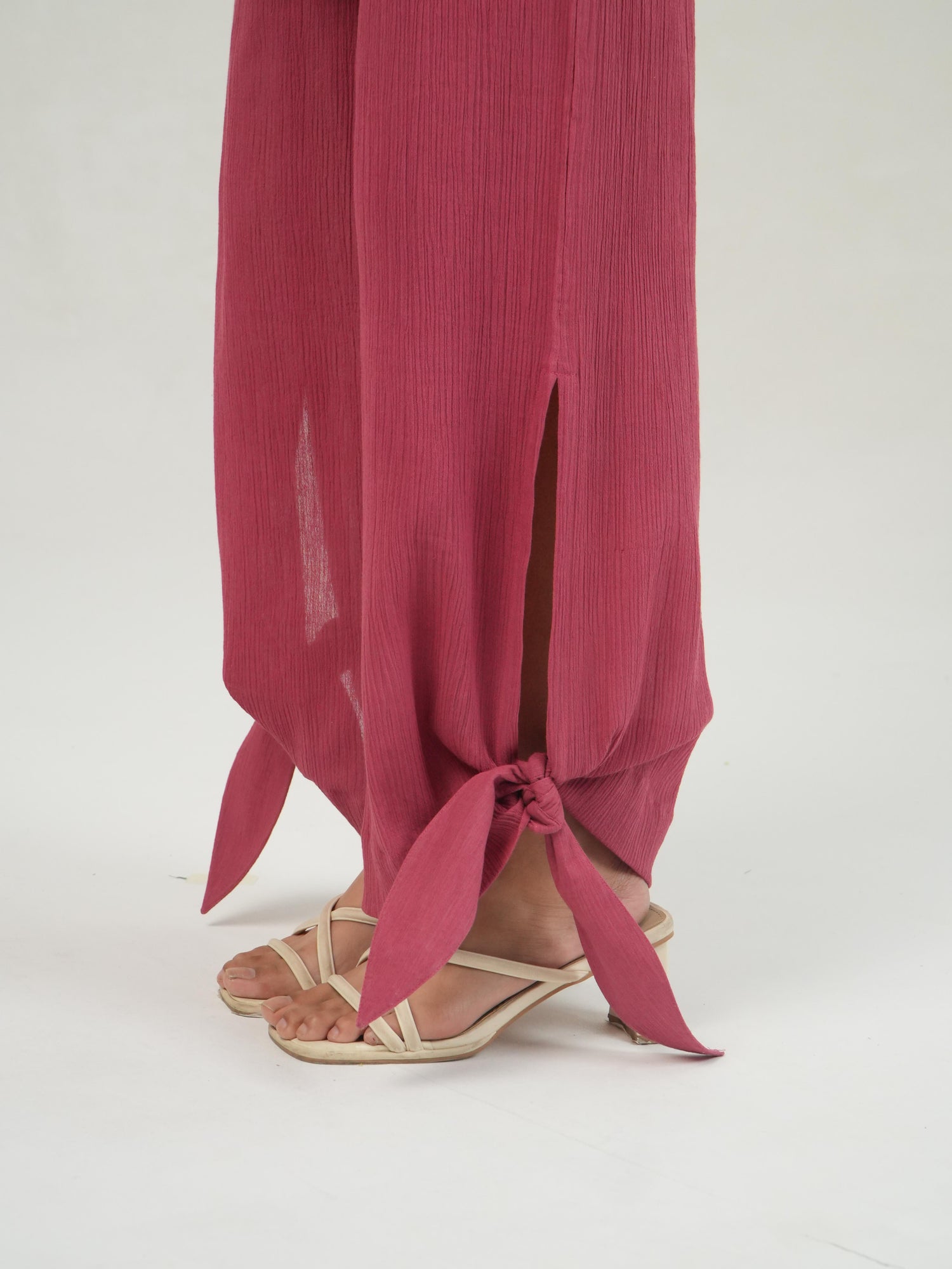 Subtle embellishment sparkle on the Fruit Dove crinkled cotton co-ord