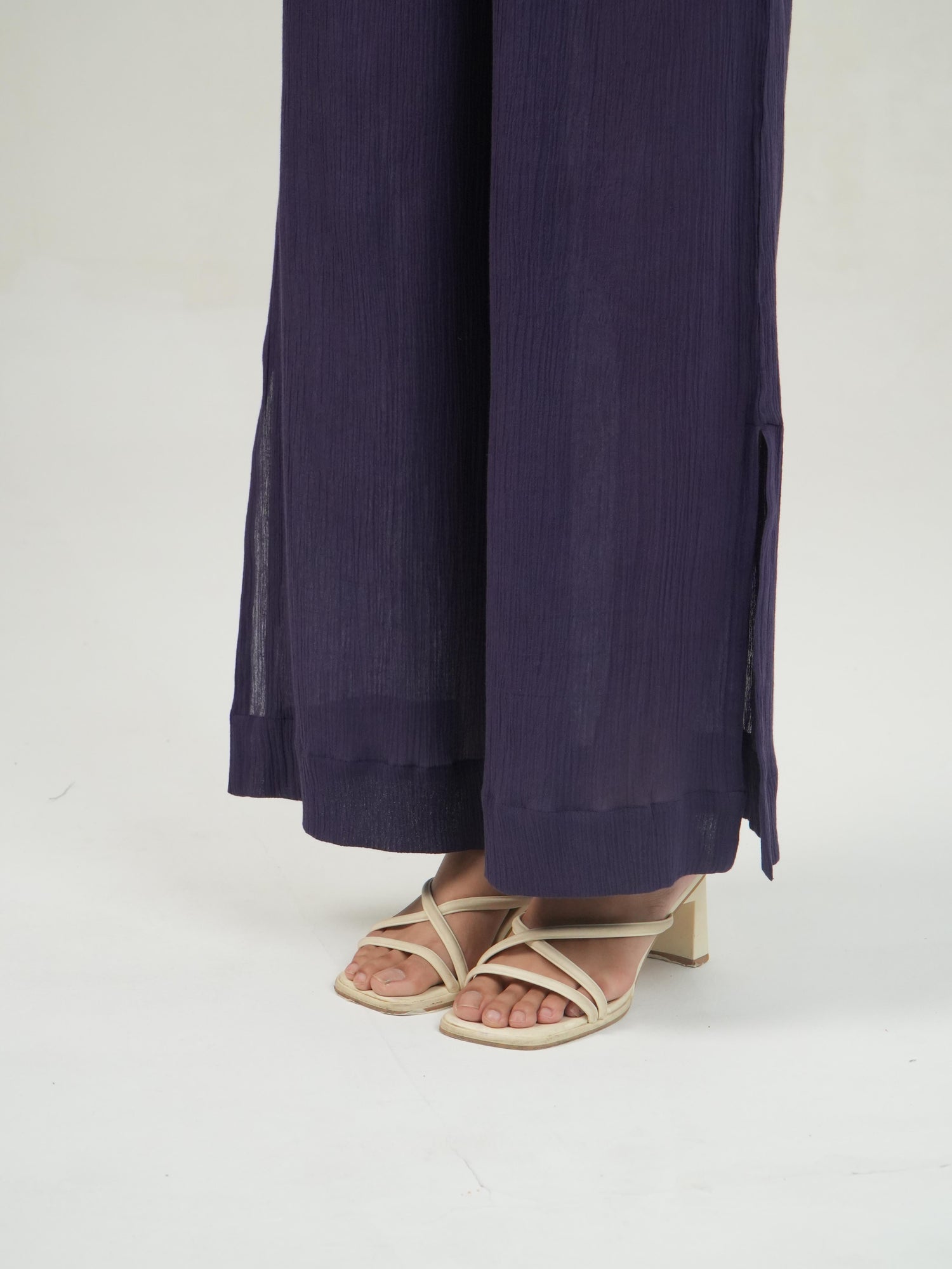 Back view of the Mulberry Purple crinkled cotton co-ord set