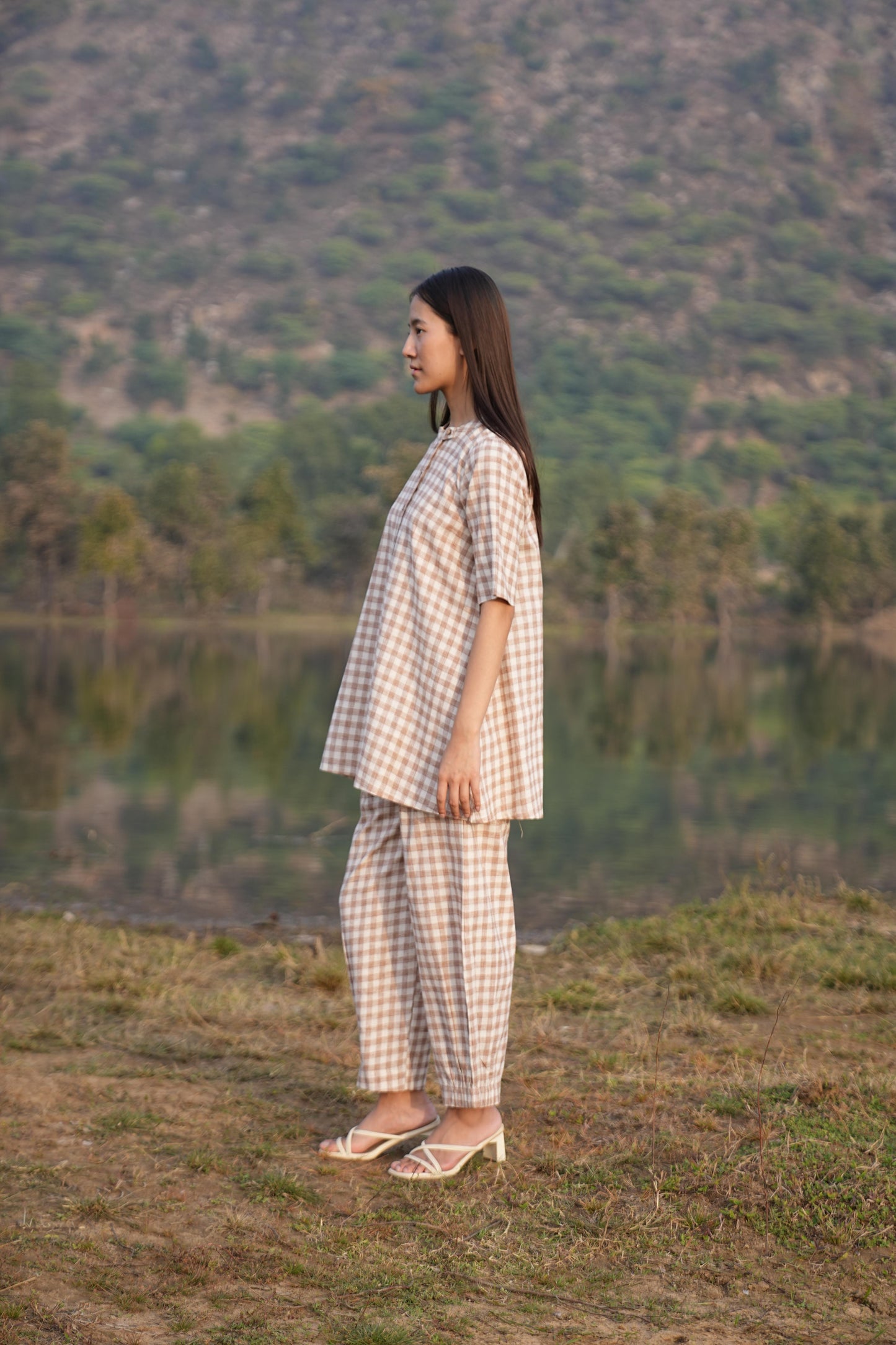 Sutra Check Mandarin Co-ord