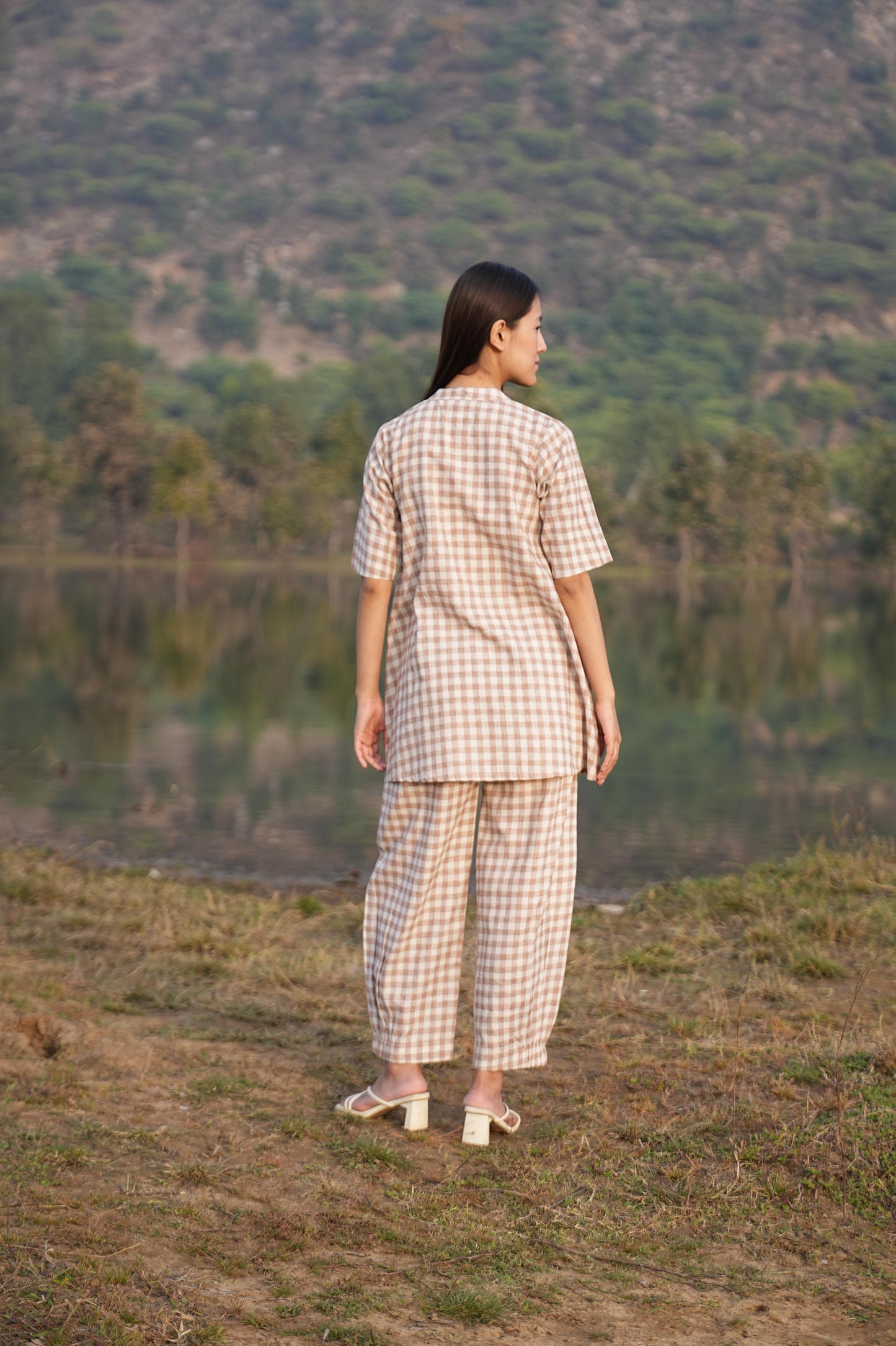 Sutra Check Mandarin Co-ord