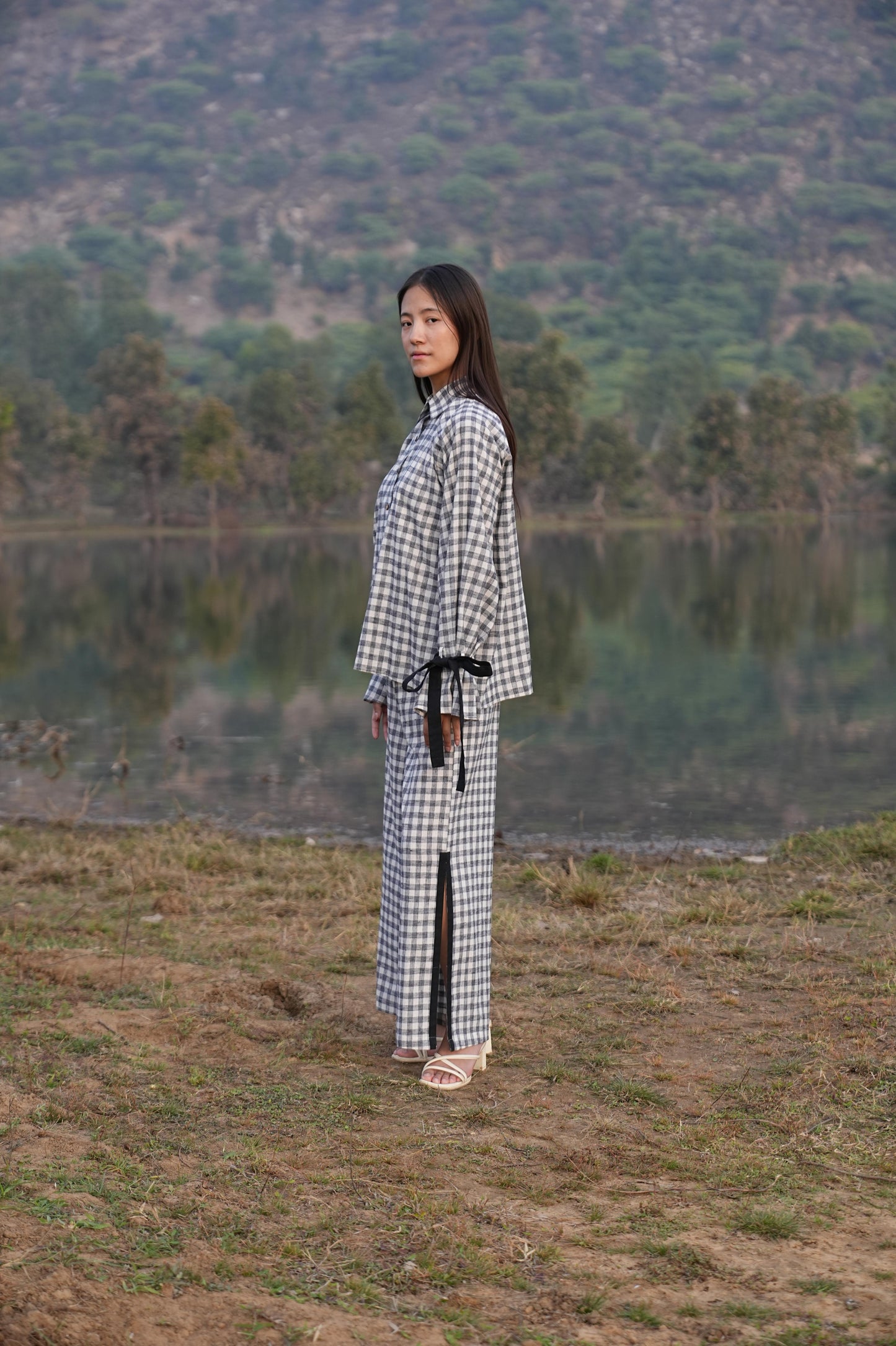 Sutra Balloon Sleeve Check Co-ord