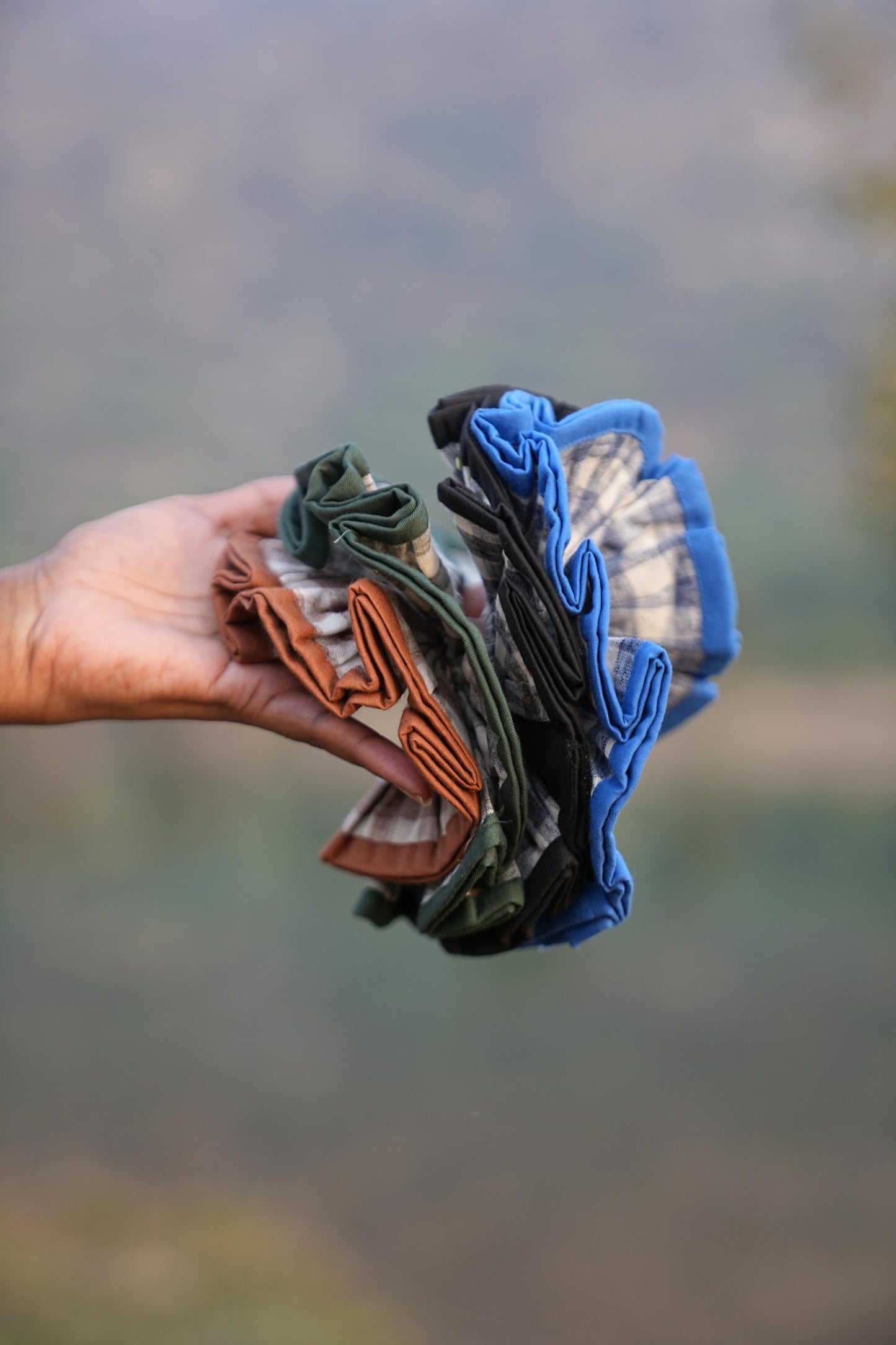 Sutra Check Scrunchies