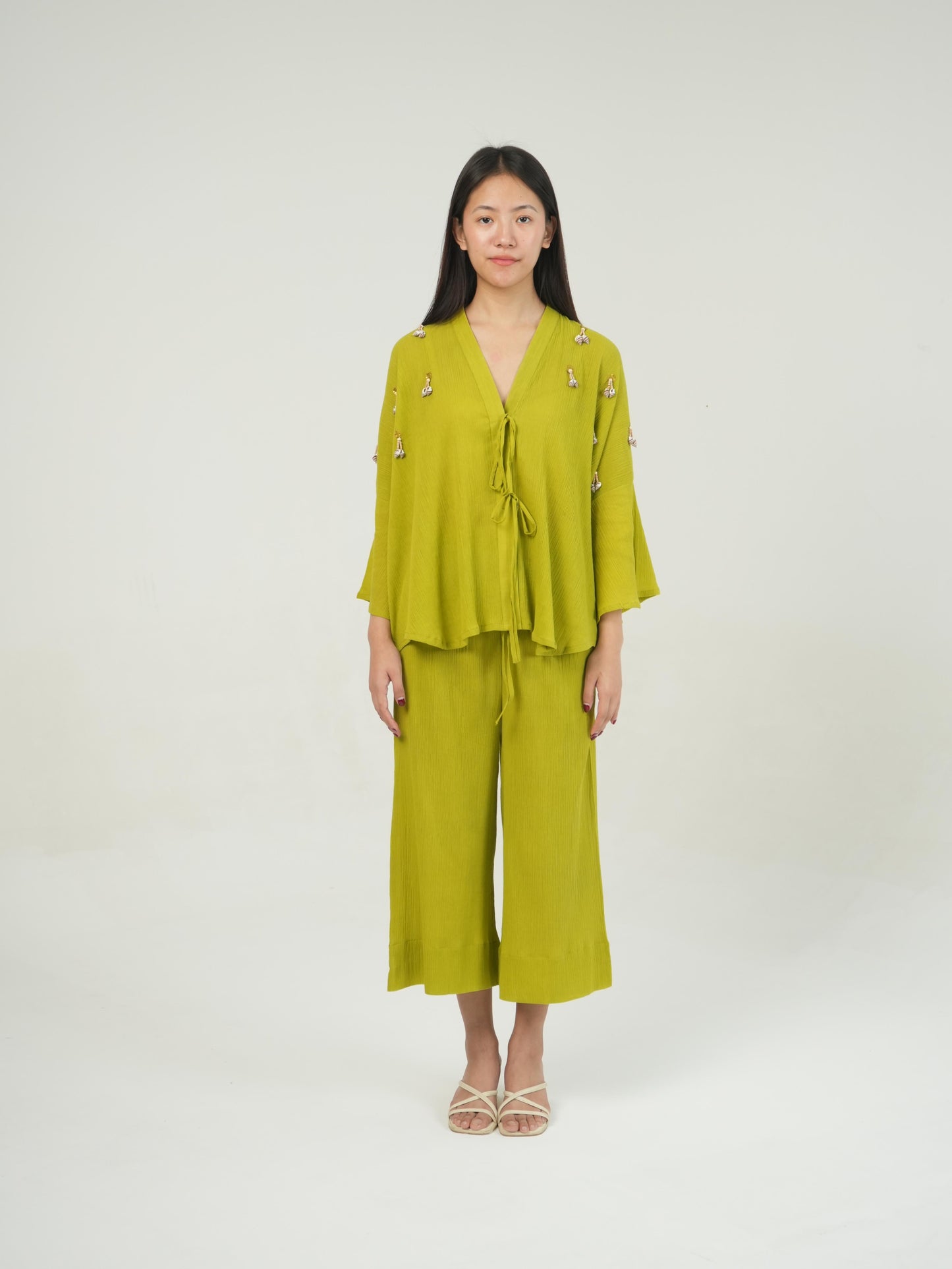 Vanshitaaz Lime Green Crinkled Cotton Co-ord