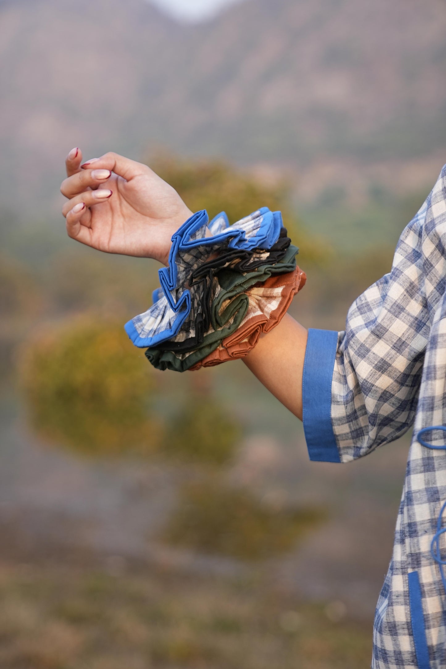 Sutra Check Scrunchies