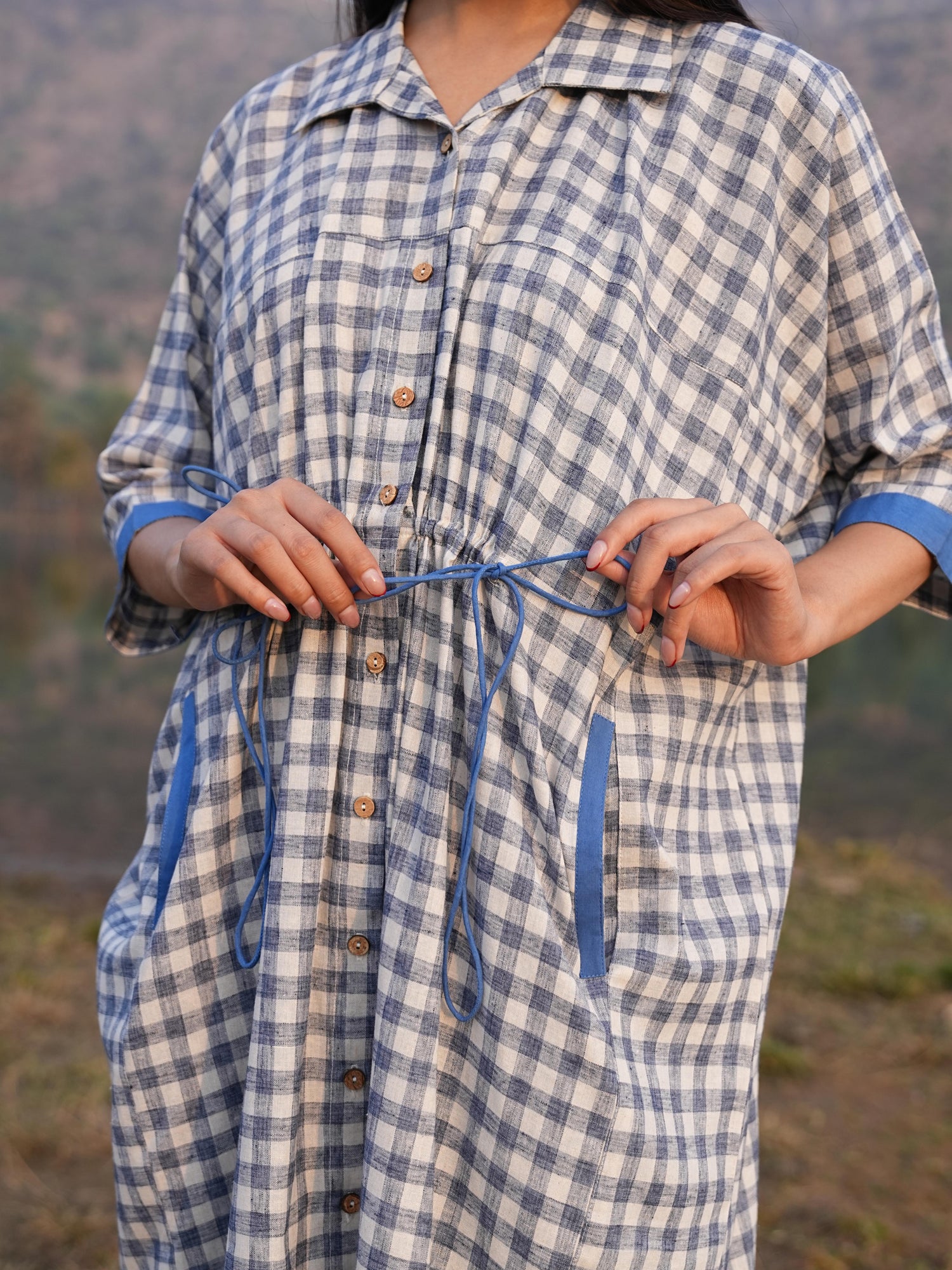 Sutra Anti-Fit Check Co-ord styled simply for everyday wear