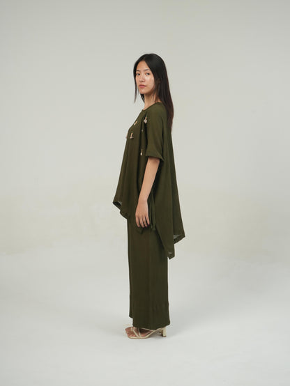 Vanshitaaz Olive Crinkled Cotton Co-ord