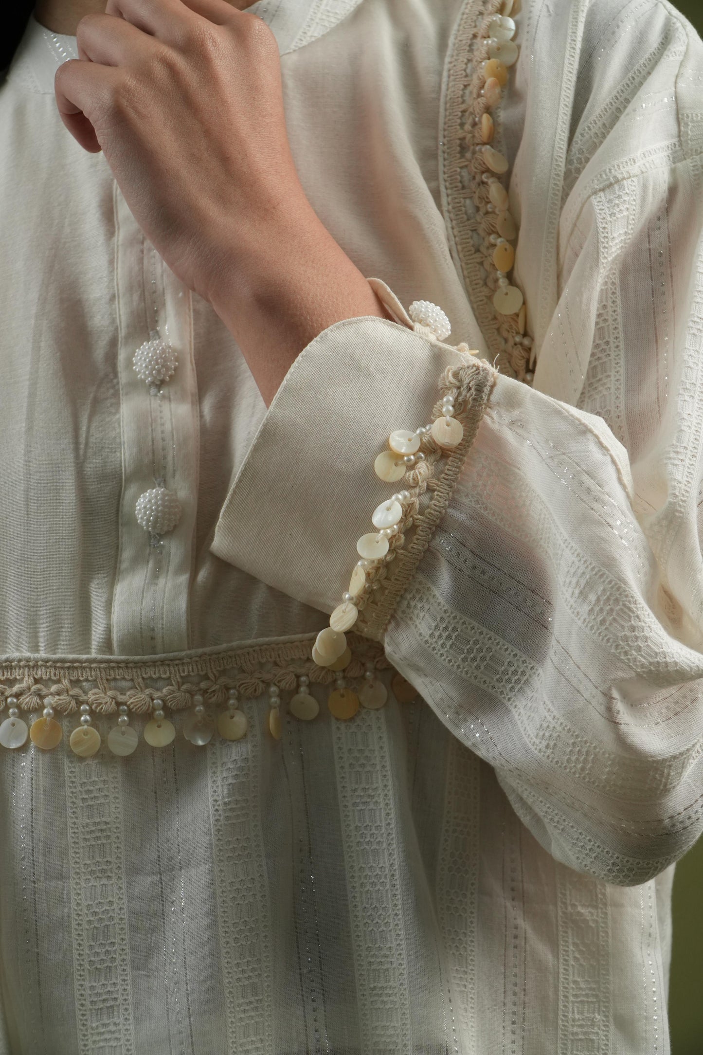 Vanshitaaz Ivory Grace Embroidered Shirt & Pleated Pants Set