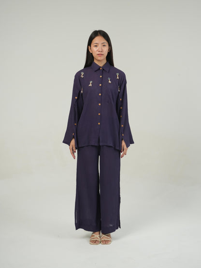 Vanshitaaz Mulberry Purple Crinkled Cotton Co-ord