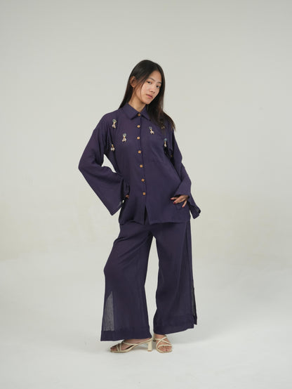 Vanshitaaz Mulberry Purple Crinkled Cotton Co-ord