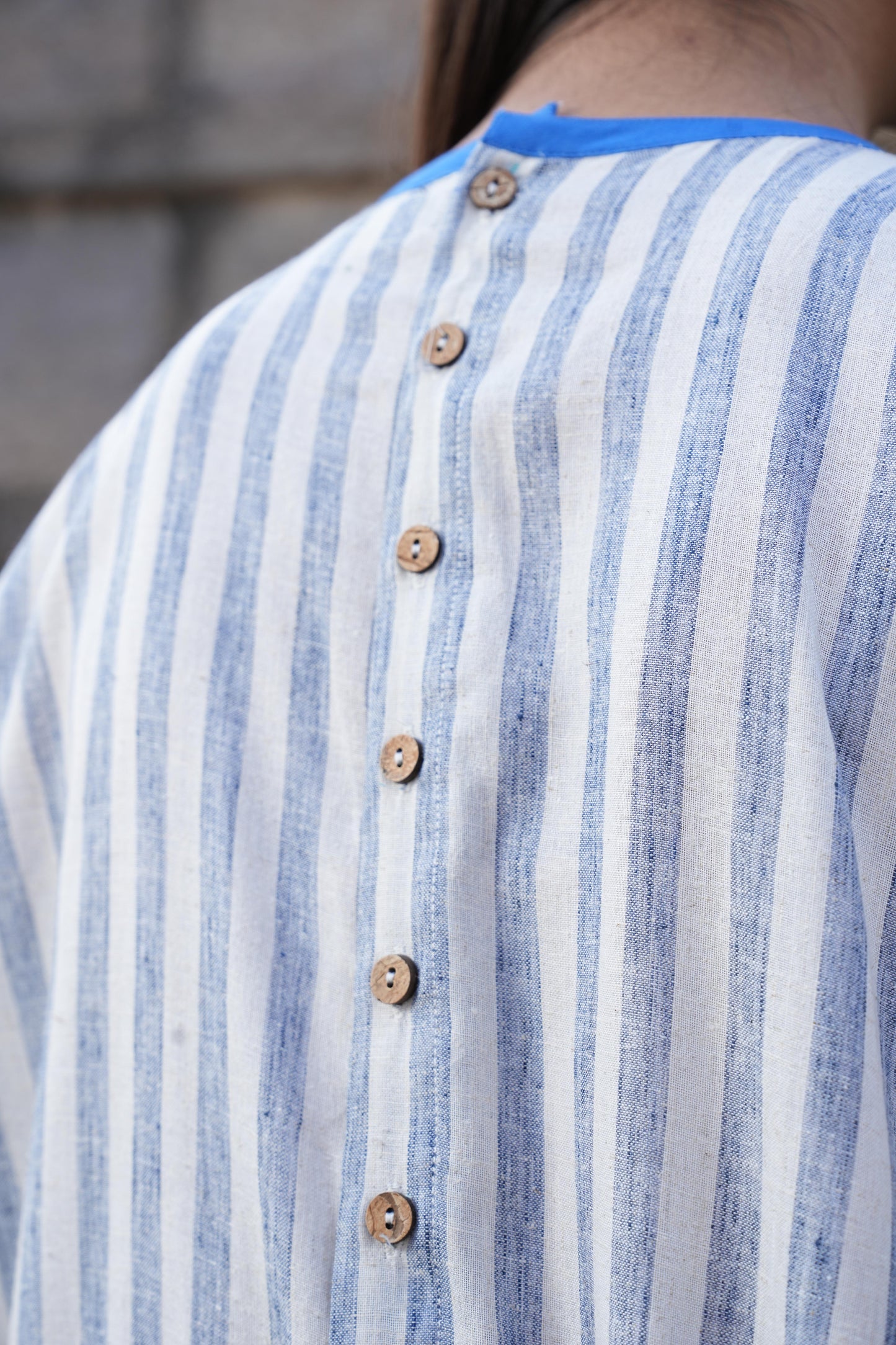 Sutra Stripe Dress with Button Back