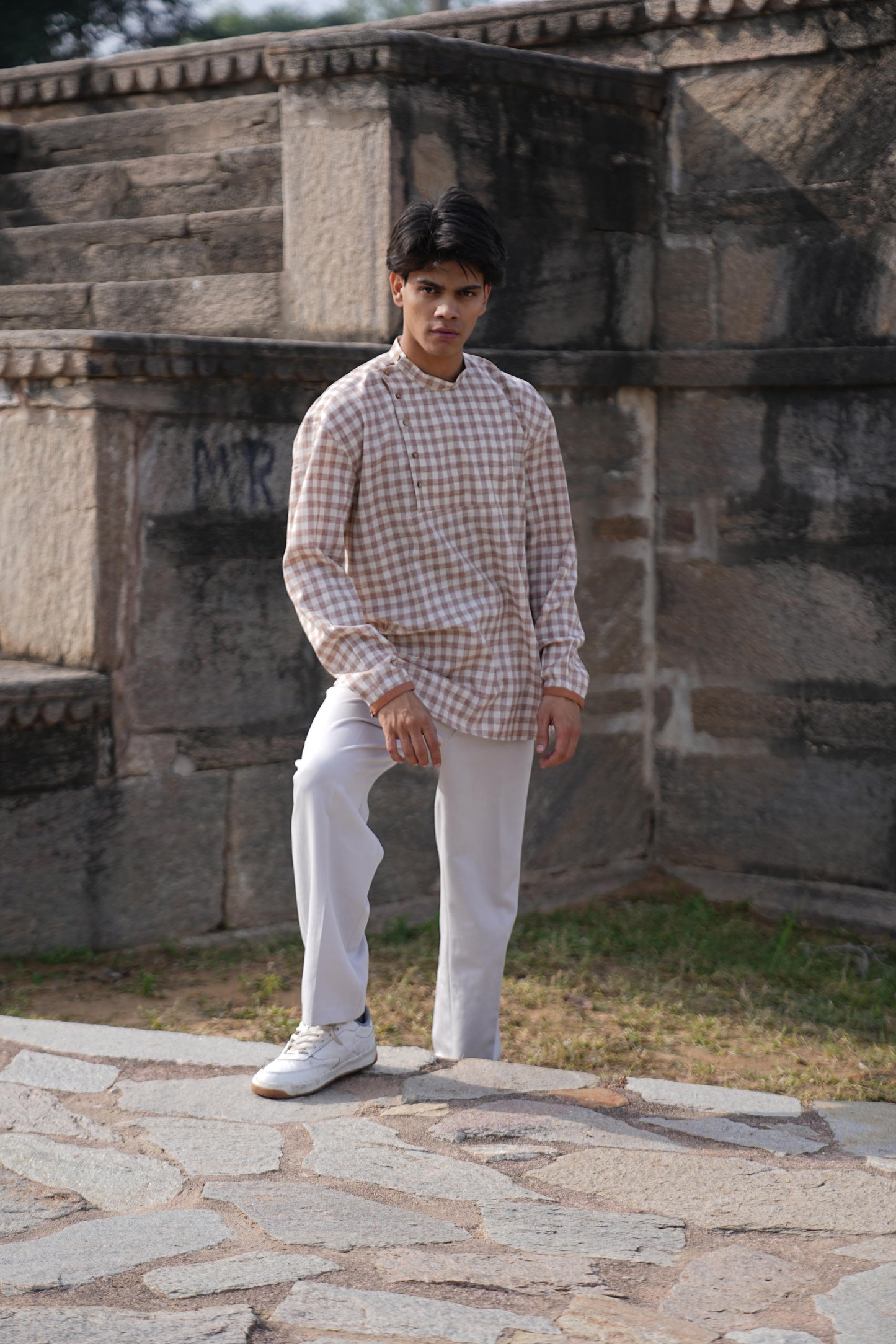 Sutra Anti-Fit Check Kurta