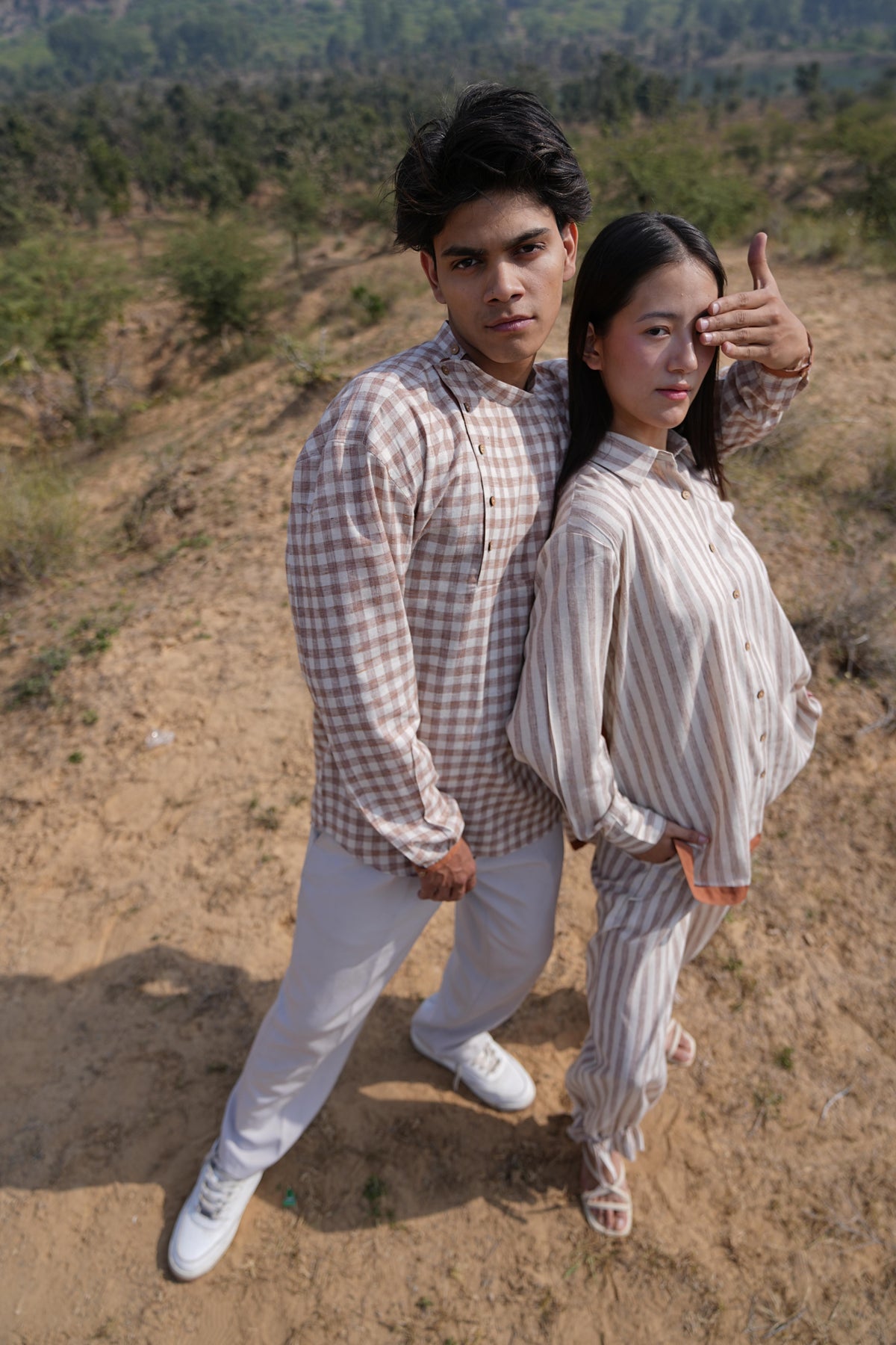 Sutra Anti-Fit Check Kurta
