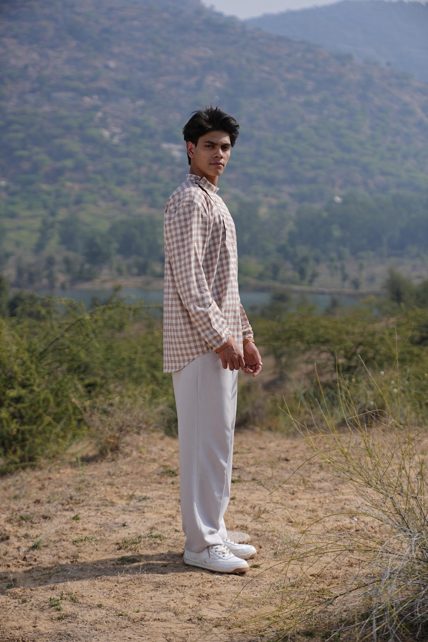 Sutra Anti-Fit Check Kurta